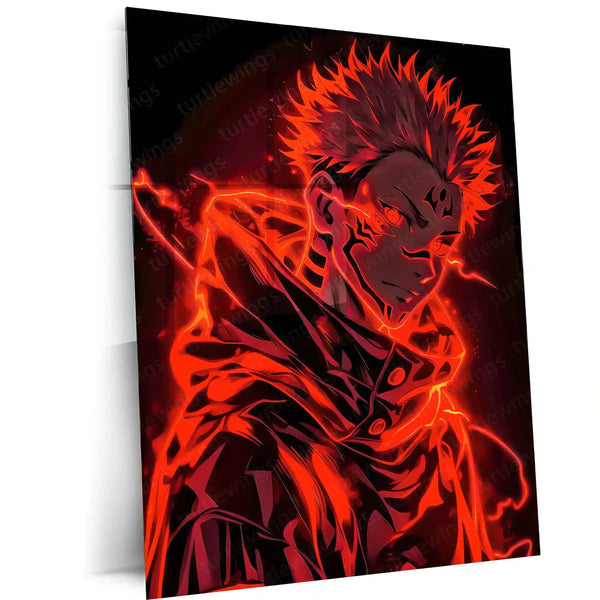 Anime Metal Poster | Cursed King – Sukuna × Yuji Itadori Metal Poster | Jujutsu Kaisen Dark Anime Wall Frame