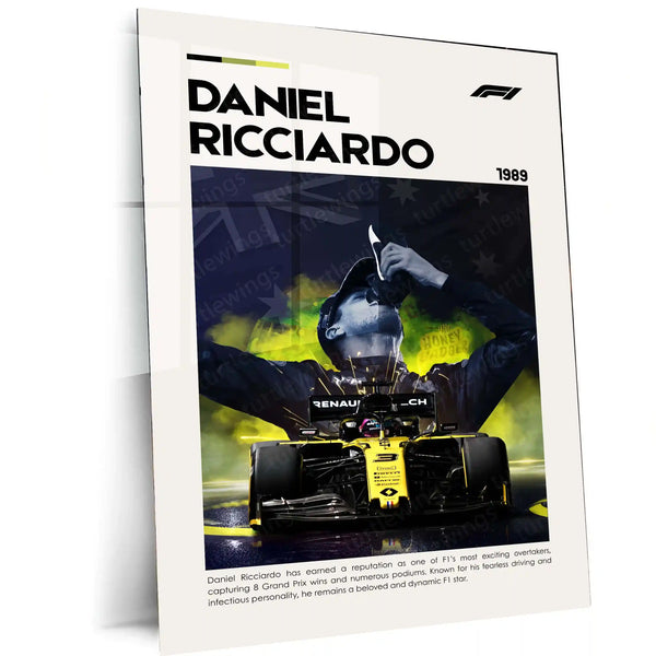 Daniel Ricciardo Metal Frame | F1 Racing Wall Art - TURTLEWINGS
