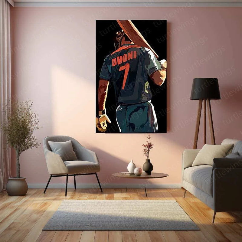 MS Dhoni 07 Metal Poster – Captain Cool Wall Art - TURTLEWINGS
