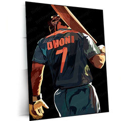 MS Dhoni 07 Metal Poster – Captain Cool Wall Art - TURTLEWINGS