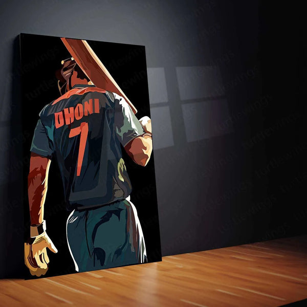 MS Dhoni 07 Metal Poster – Captain Cool Wall Art - TURTLEWINGS
