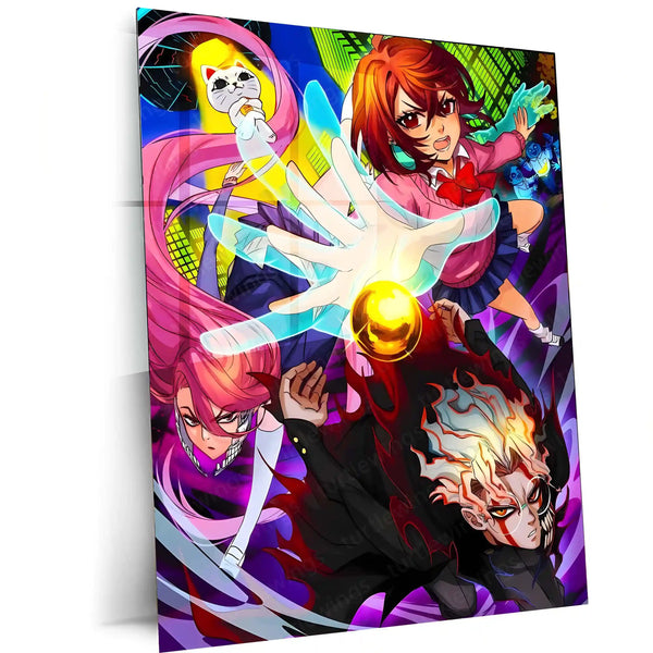 Anime Metal Poster | DanDaDan – Momo Ayase & Okarun Metal Poster | Supernatural Anime Wall Frame 01