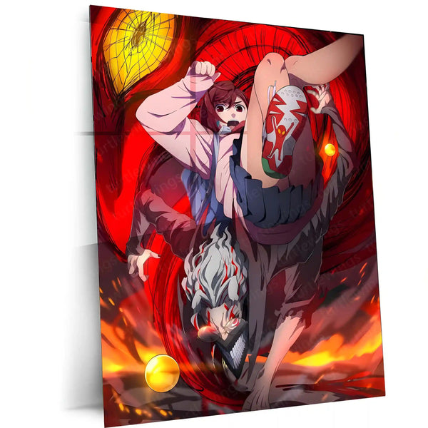 Anime Metal Poster | DanDaDan – Momo Ayase & Okarun Metal Poster | Supernatural Anime Wall Frame 04