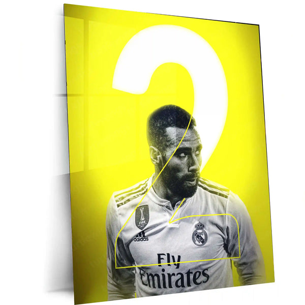 Dani Carvajal Real Madrid Yellow Glow – Metal Frame | Modern Football Wall Art - TURTLEWINGS