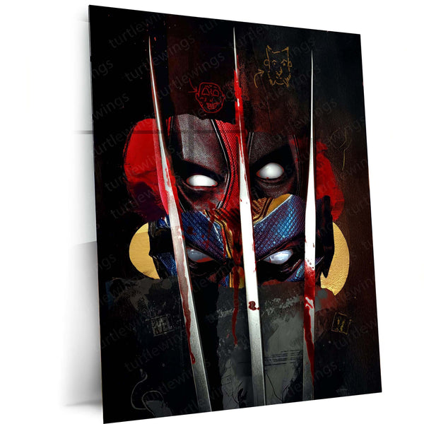 ⚔️ Deadpool vs Wolverine Metal Frame Poster | Epic Marvel Showdown Wall Art for Fans - TURTLEWINGS