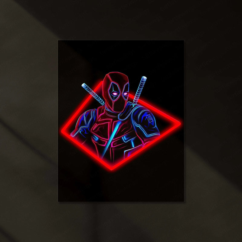 Deadpool Self-Adhesive Neon LED Metal Poster â The Merc with a Mouth Wall Art - TURTLEWINGS