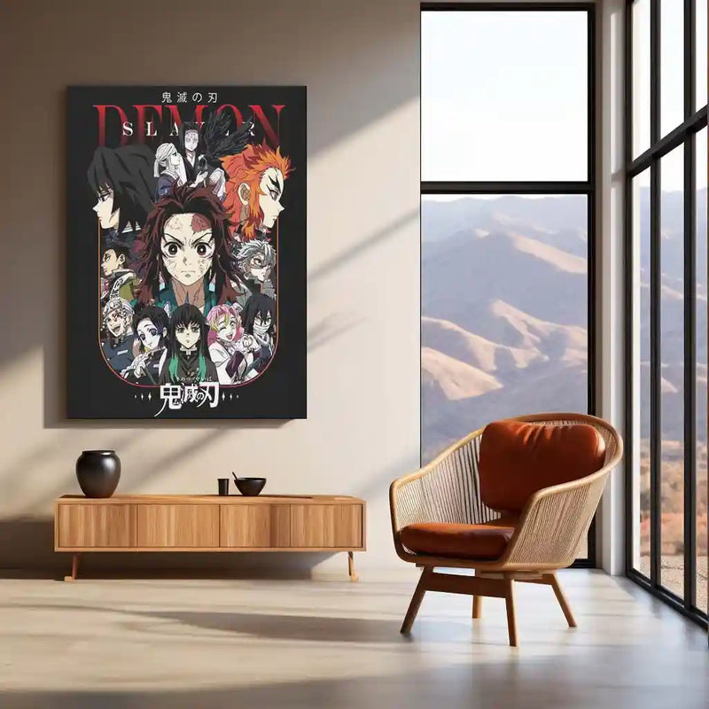 Anime Metal Poster | Demon Slayer – Hashira & Main Characters Collage Metal Poster | Kimetsu no Yaiba Wall Frame
