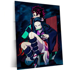 Anime Metal Poster | Demon Slayer – Tanjiro & Nezuko | Siblings of Destiny Metal Frame Poster