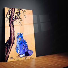 Derpy Tiger – Curious Forest Soul | Whimsical Animal Art Metal Frame Poster