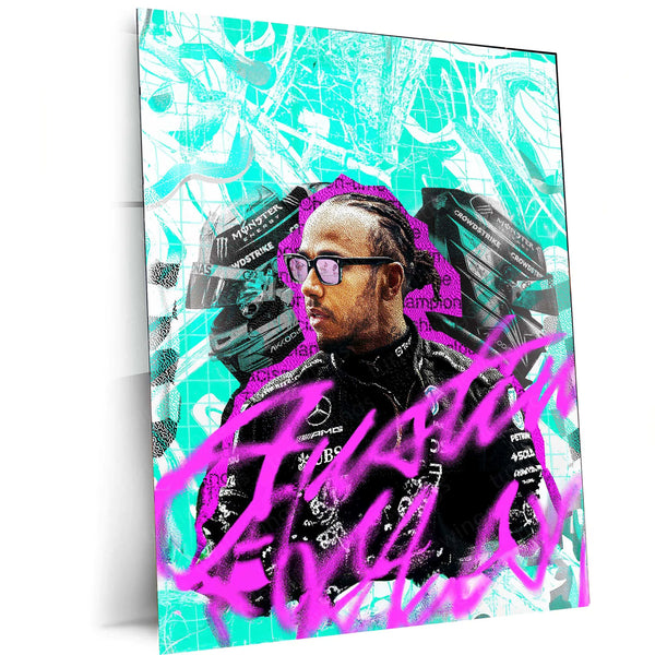 Lewis Hamilton Metal Poster | Formula 1 Racing Artwork | Mercedes-AMG F1 Wall Decor - TURTLEWINGS