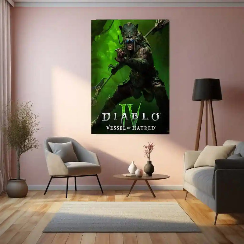 Game Metal Poster | Diablo IV – Vessel of Hatred Metal Poster | Dark Fantasy Gaming Wall Frame