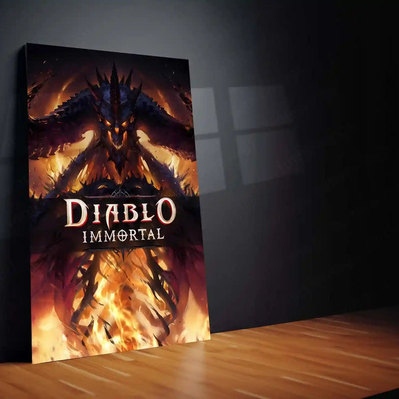 Game Metal Poster | Diablo Immortal – Lord of Darkness Rising Metal Poster | Dark Fantasy Gaming Wall Frame