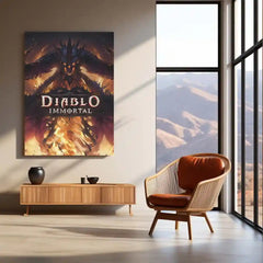 Game Metal Poster | Diablo Immortal – Lord of Darkness Rising Metal Poster | Dark Fantasy Gaming Wall Frame