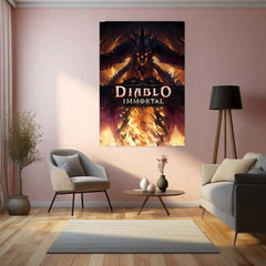 Game Metal Poster | Diablo Immortal – Lord of Darkness Rising Metal Poster | Dark Fantasy Gaming Wall Frame