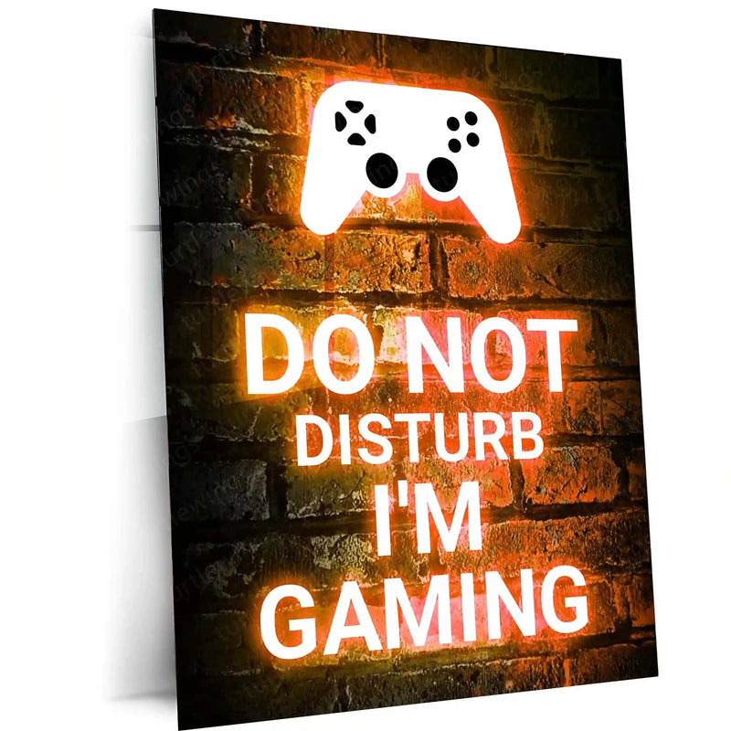 Game Metal Poster | Do Not Disturb – I’m Gaming Neon Metal Poster | Gamer Room Wall Frame