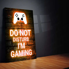 Game Metal Poster | Do Not Disturb – I’m Gaming Neon Metal Poster | Gamer Room Wall Frame