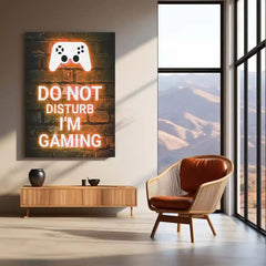 Game Metal Poster | Do Not Disturb – I’m Gaming Neon Metal Poster | Gamer Room Wall Frame