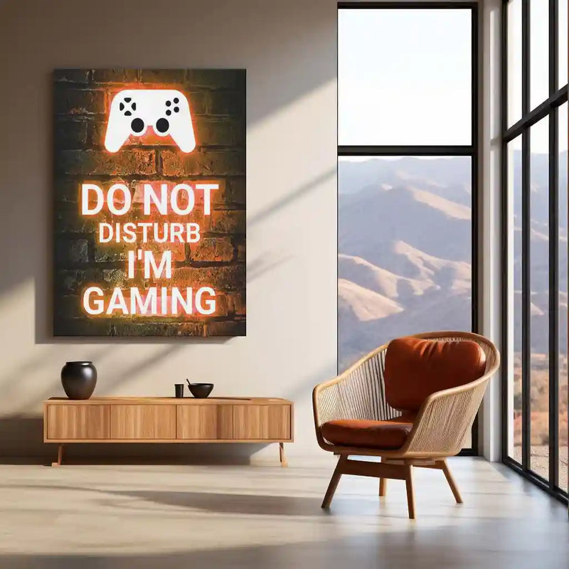 Game Metal Poster | Do Not Disturb – I’m Gaming Neon Metal Poster | Gamer Room Wall Frame