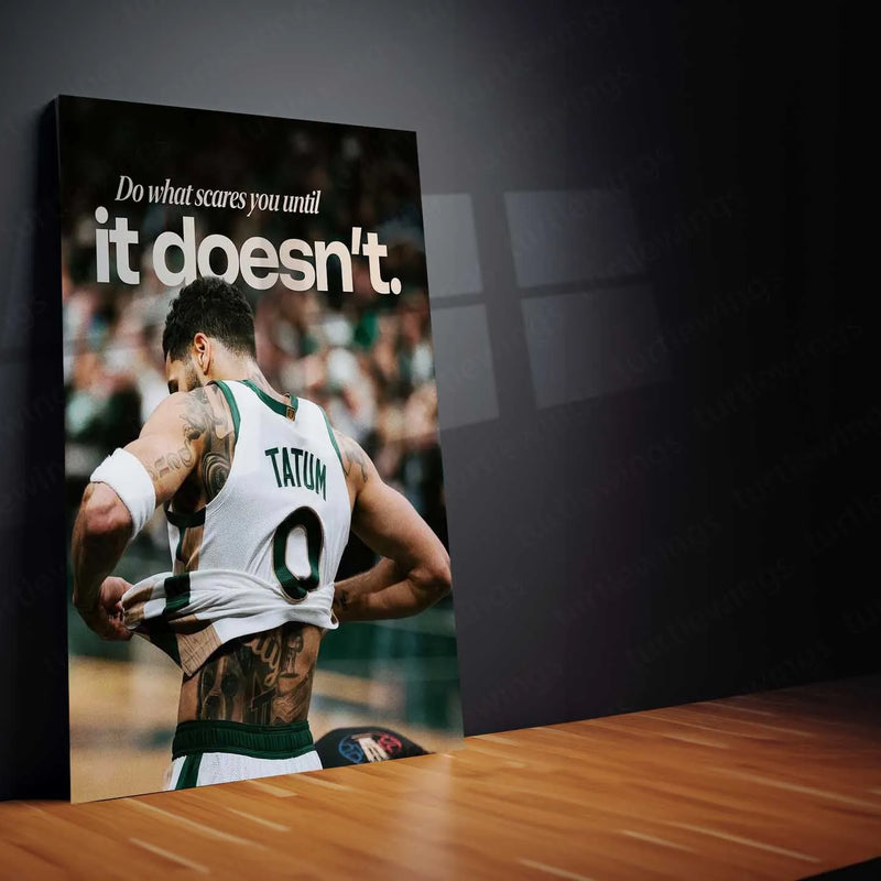 Do What Scares You – Jayson Tatum Motivational Metal Poster | Fearless Mindset Basketball Wall Art