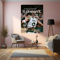 Do What Scares You – Jayson Tatum Motivational Metal Poster | Fearless Mindset Basketball Wall Art