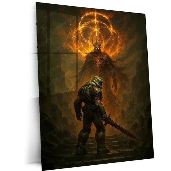 🔥 Doom Slayer Game Metal Frame Poster | Epic Gaming Wall Art for Hardcore Fans - TURTLEWINGS