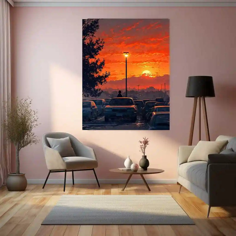 Dreams – Sunset Stillness Aesthetic Metal Poster | Tranquil Landscape Wall Art