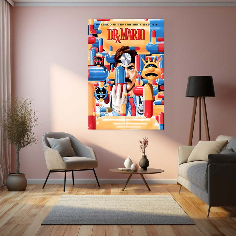 Game Metal Poster | Dr. Mario – Retro Cure for Chaos | Classic Nintendo Metal Frame Poster