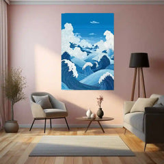Endless Blue Waves – Flow of Nature Metal Poster | Ocean Serenity Wall Frame
