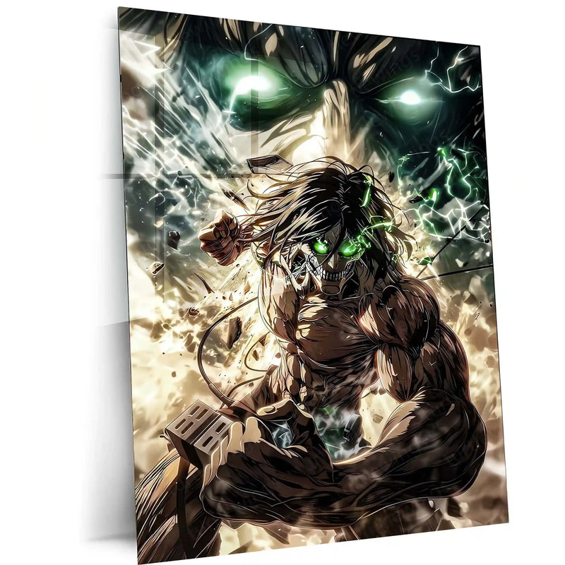 Anime Metal Poster | Eren Yeager (Attack Titan) – Attack on Titan Metal Poster | Shingeki no Kyojin Wall Frame