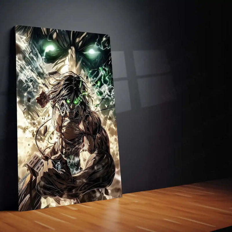 Anime Metal Poster | Eren Yeager (Attack Titan) – Attack on Titan Metal Poster | Shingeki no Kyojin Wall Frame