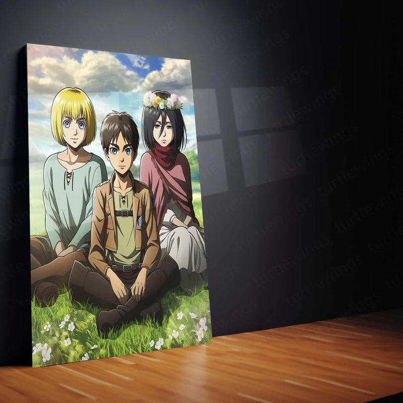 Anime Metal Poster | Eren, Mikasa & Armin Metal Poster – Attack on Titan Tribute - TURTLEWINGS