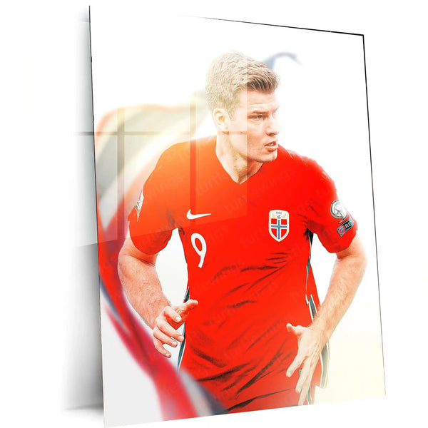 Erling Haaland Norway Jersey – White Background Metal Frame | Minimalist Football Wall Art - TURTLEWINGS