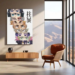 Eyes of the Hashira – Demon Slayer Pillars Art Metal Poster | Kimetsu no Yaiba Wall Frame