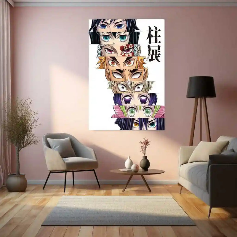 Eyes of the Hashira – Demon Slayer Pillars Art Metal Poster | Kimetsu no Yaiba Wall Frame
