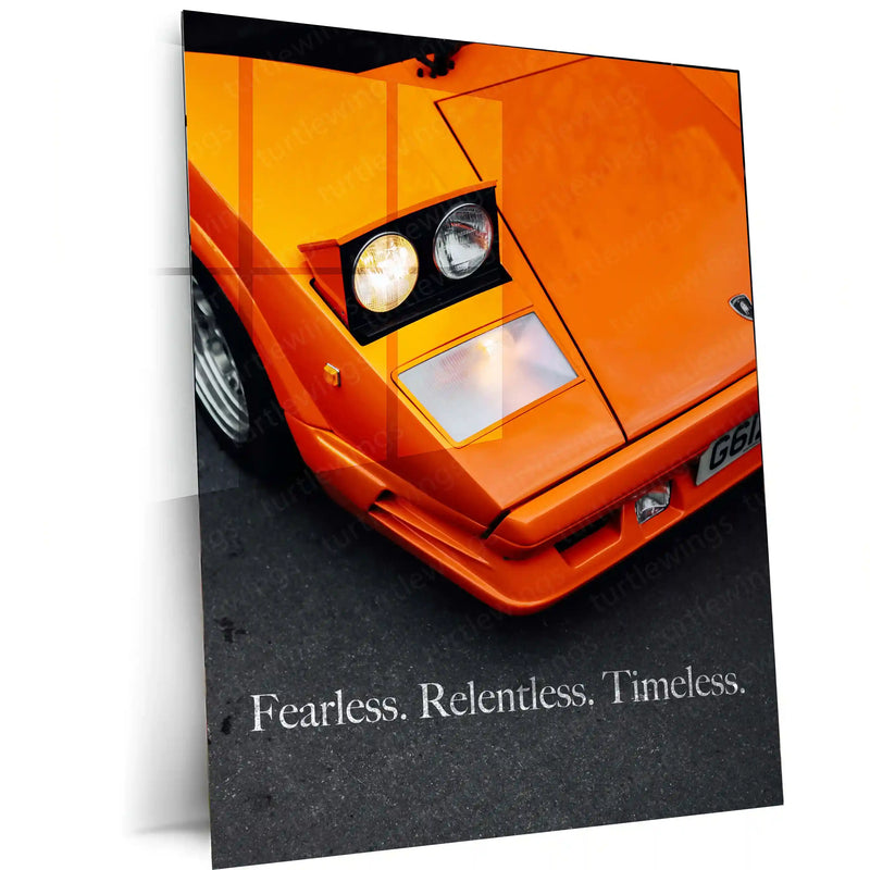 Cars Metal Poster | Fearless. Relentless. Timeless. – Motivational Metal Poster | Minimalist Wall Frame