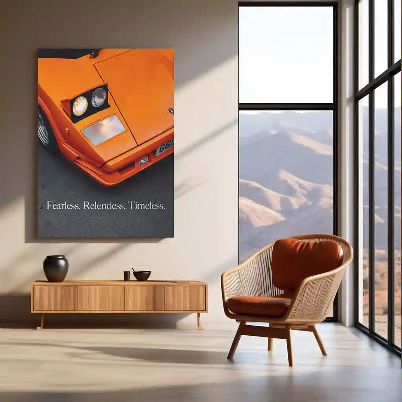 Cars Metal Poster | Fearless. Relentless. Timeless. – Motivational Metal Poster | Minimalist Wall Frame