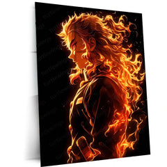 Anime Metal Poster | Flame Hashira – Kyojuro Rengoku Metal Poster | Demon Slayer Anime Wall Frame