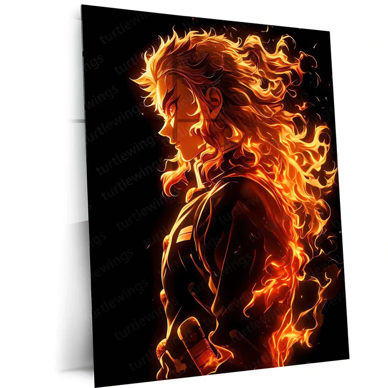 Anime Metal Poster | Flame Hashira – Kyojuro Rengoku Metal Poster | Demon Slayer Anime Wall Frame