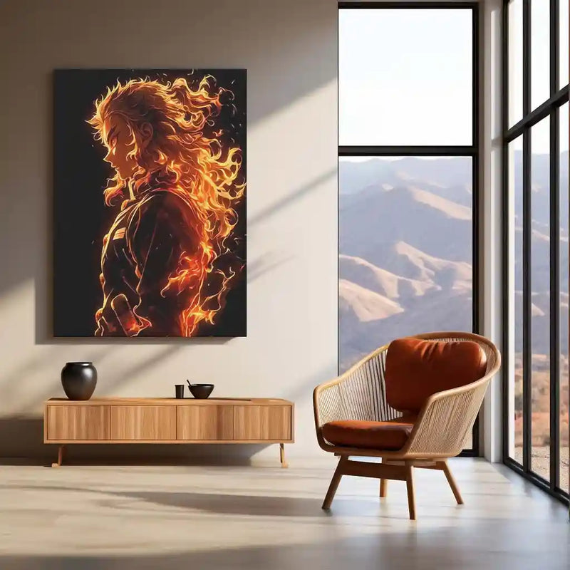 Anime Metal Poster | Flame Hashira – Kyojuro Rengoku Metal Poster | Demon Slayer Anime Wall Frame