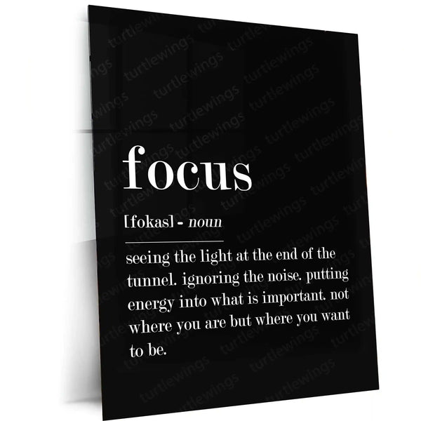 Quote Metal Frame | Focus Definition – Motivational Typography Metal Poster | Inspirational Wall Frame