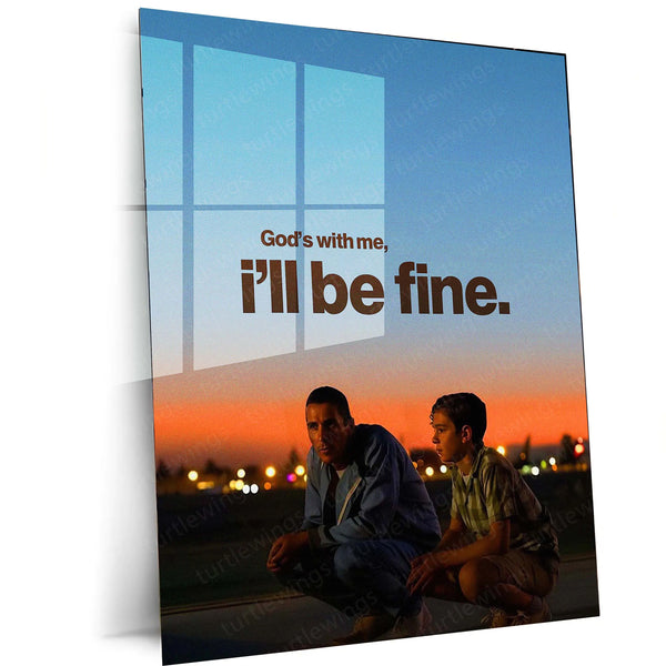 Ford v Ferrari – “God’s With Me, I’ll Be Fine” Metal Poster | Faith x Fuel Wall Art