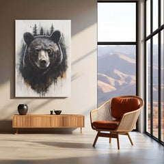Forest Sentinel – Black Bear in Woodland Mist Metal Poster | Nature & Wildlife Wall Frame