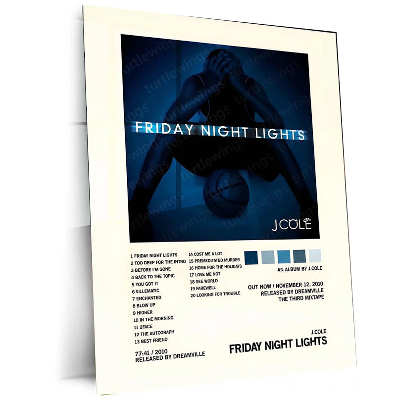 Friday Night Lights – J. Cole Album Metal Poster | Hip-Hop Music Wall Frame