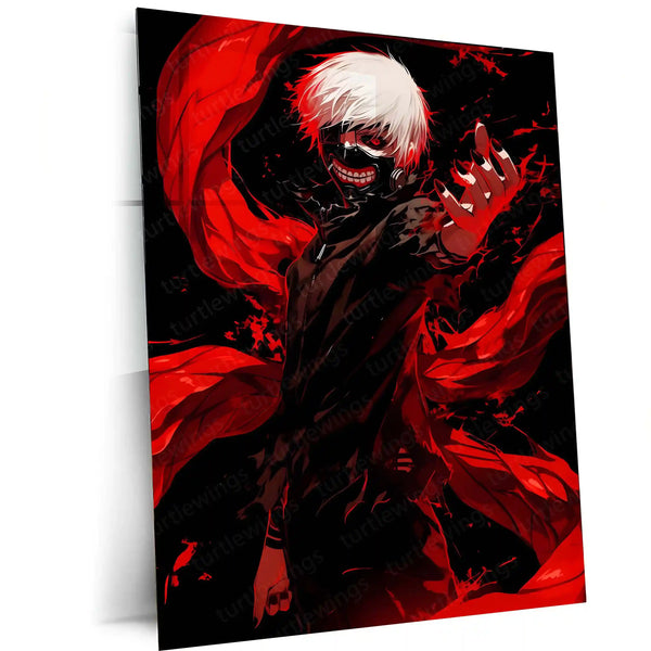 Anime Metal Poster | Tokyo Ghoul – Ken Kaneki Shadow Metal Poster | Dark Anime Wall Frame