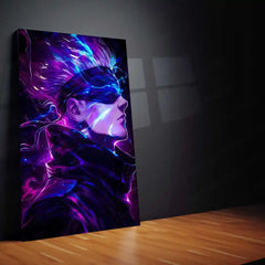 Satoru Gojo – Infinity Flame Metal Poster | Jujutsu Kaisen Anime Wall Frame (Fire Edition)