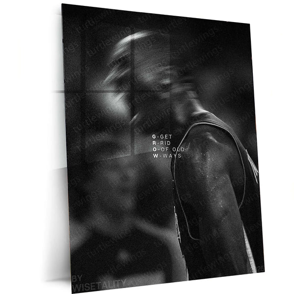 GROW Acronym Wall Art – “Get Rid Of Old Ways” | Black & White Motivational Metal Frame - TURTLEWINGS