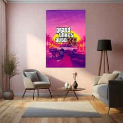 GTA Metal Frame Wall Art | Grand Theft Auto Inspired Poster for Gamers - TURTLEWINGS
