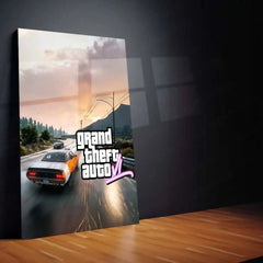 GTA Metal Frame Wall Art | Grand Theft Auto Inspired Poster for Gamers 01 - TURTLEWINGS