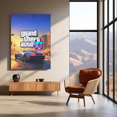 GTA Metal Frame Wall Art | Grand Theft Auto Inspired Poster for Gamers 02 - TURTLEWINGS