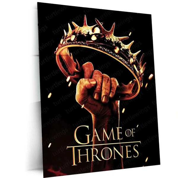 Game Metal Poster | Game of Thrones – Iron Crown Legacy Metal Poster | Medieval Fantasy Wall Frame